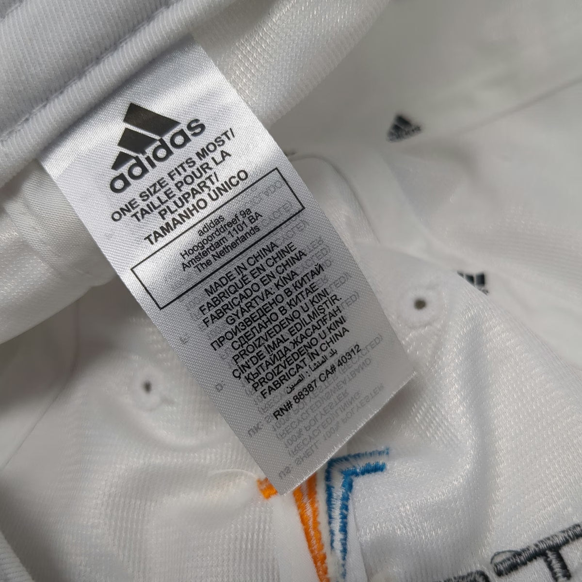 Adidas Baseball Cap White One Size Teleo Capital Logo Performance Polyester Hat