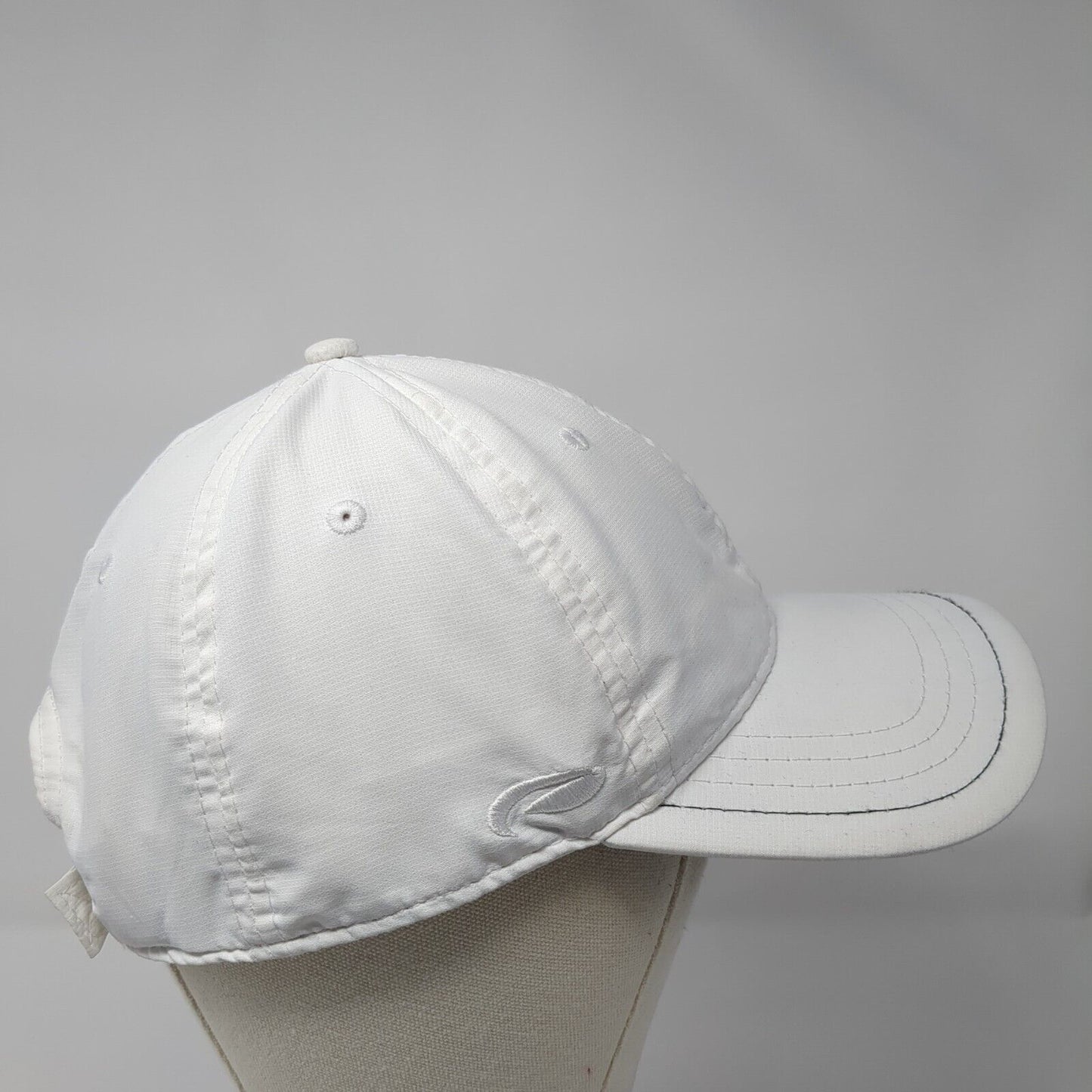 Whitetail Strapback Hat White One Size Adjustable Vented Holes 6 Panel Pukka