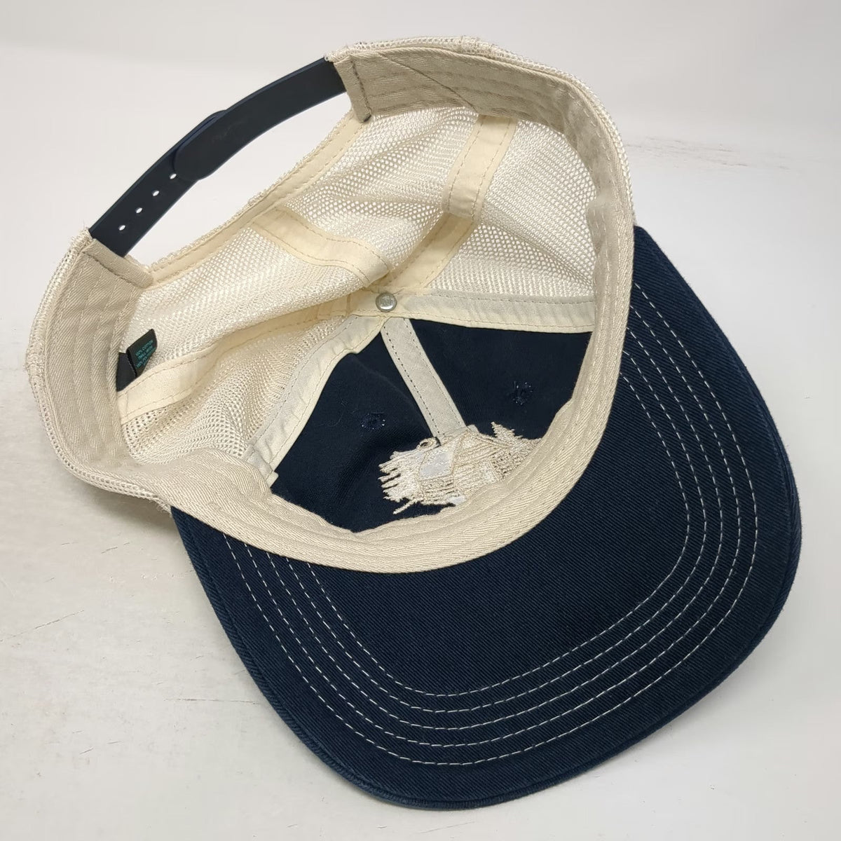 District Trucker Hat Blue One Size Snapback Mesh Cabin Dirt Floor Embroidered