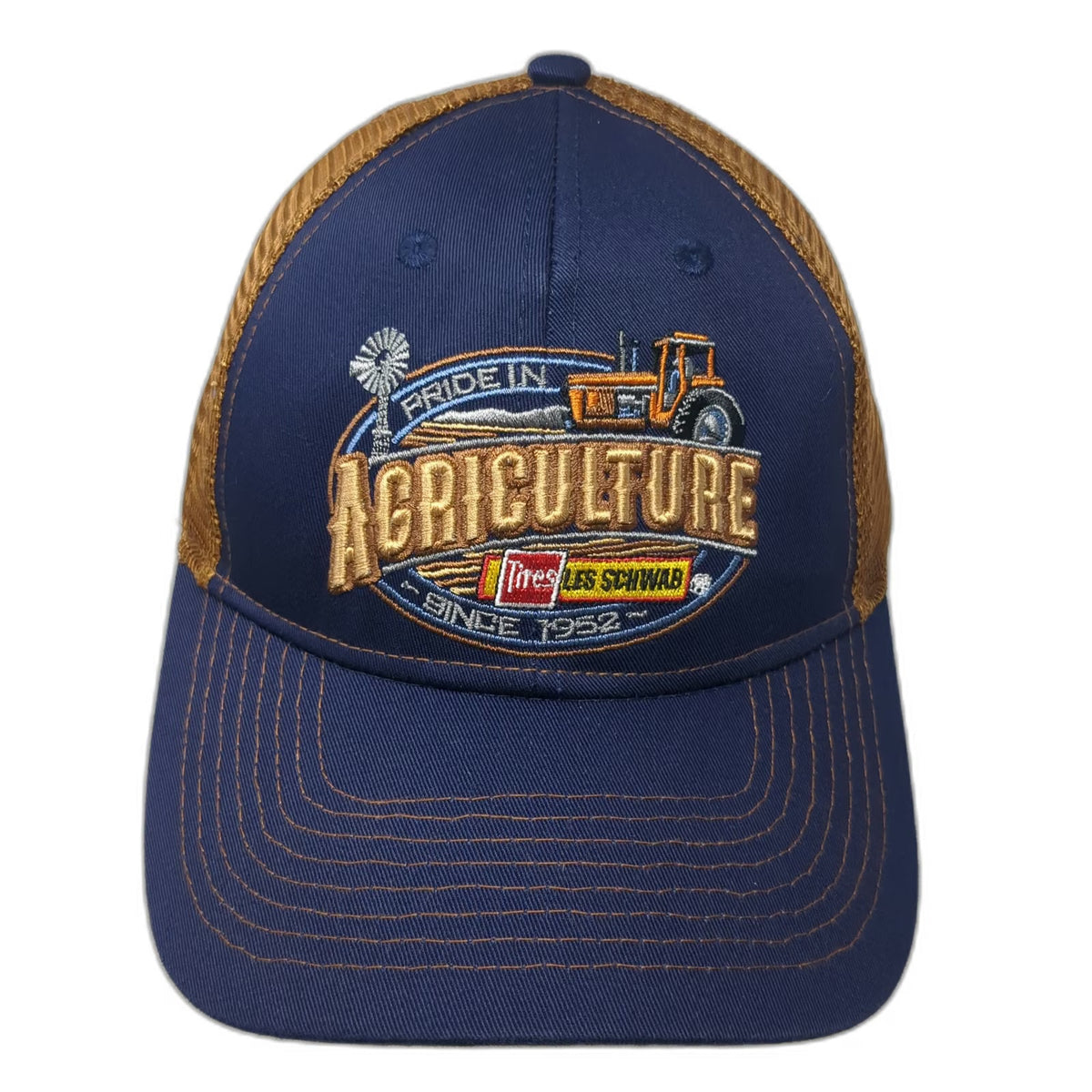 Hiphic Trucker Hat Blue One Size Agriculture Les Schwab Tires Snapback Mesh