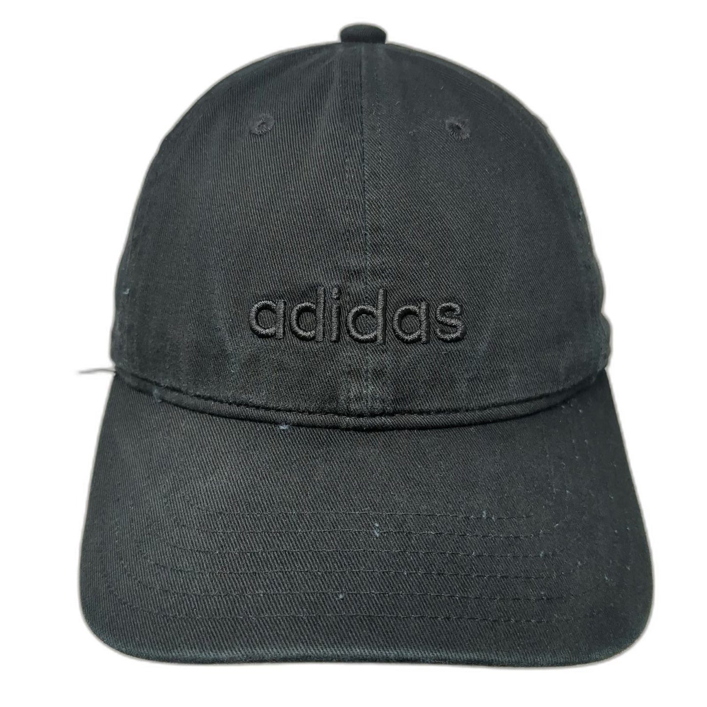 adidas Baseball Cap Black One Size Strapback Tonal Embroidery Curved Brim Hat