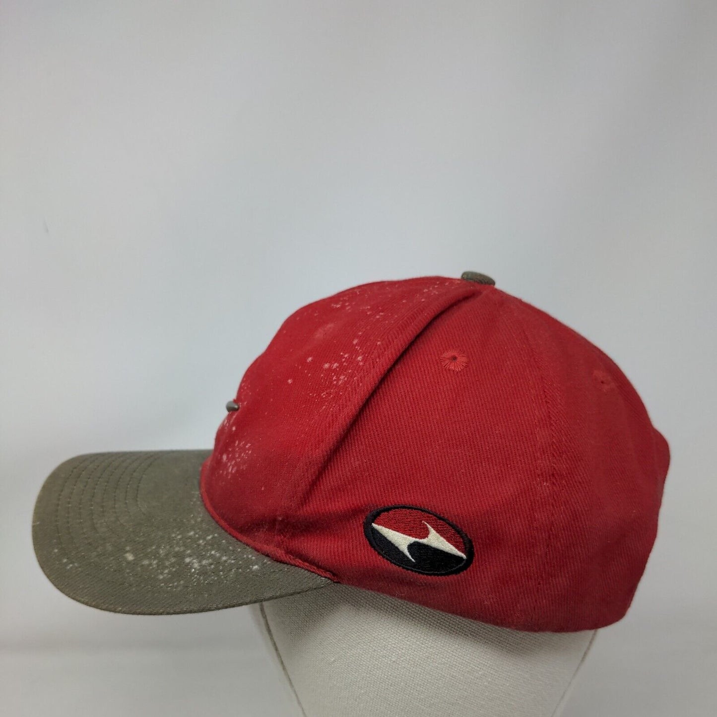 Nike Strapback Hat Red OSFA Emblem Embroidered Swoosh Vented Holes 6 Panel