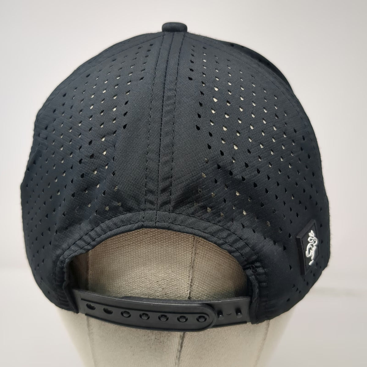 Jackalope Trucker Hat Black One Size Laser Perforated Mesh Snapback Rubber Patch