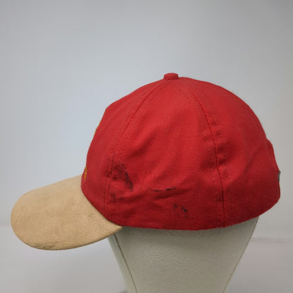 Imperial Baseball Cap Red Suede Bill Leather Strapback Sun Valley Hat Vintage