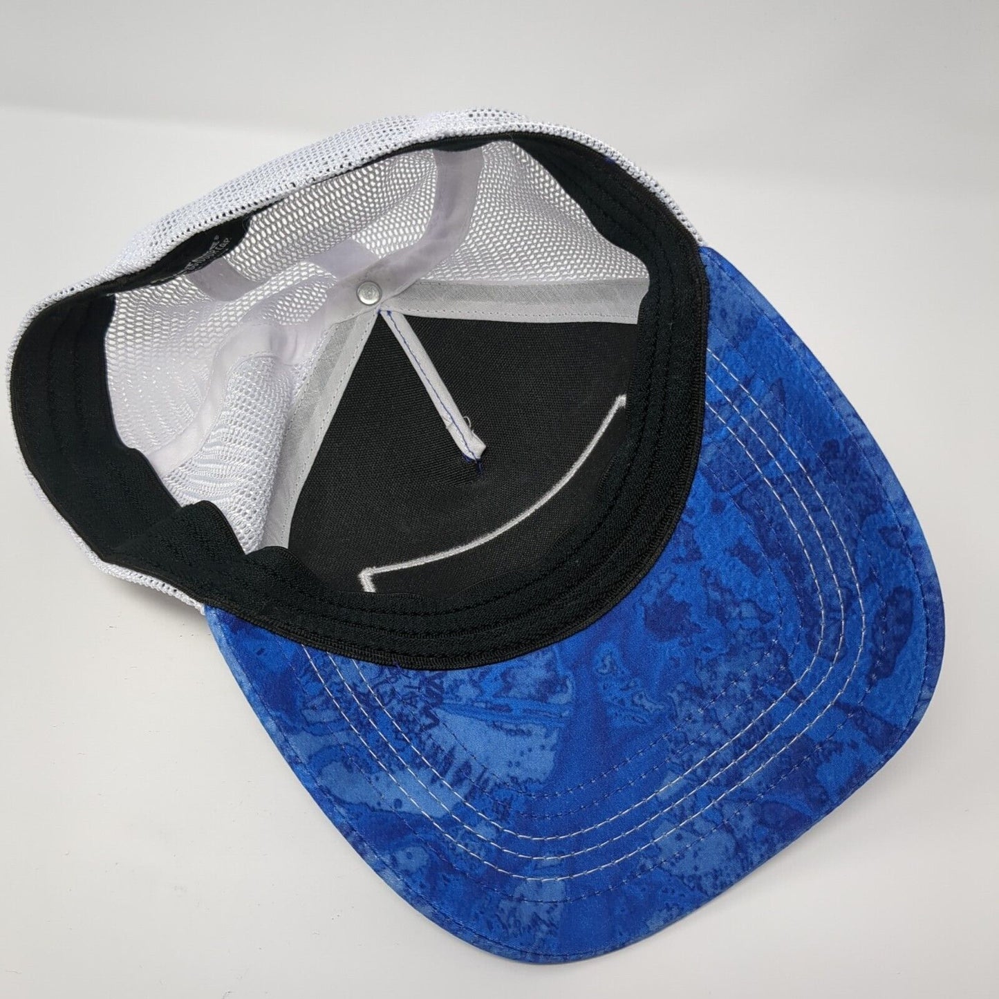 Realtree Fishing Fitted Trucker Hat Blue S/M Embroidered Mesh Back Outdoor Cap