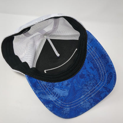 Realtree Fishing Fitted Trucker Hat Blue S/M Embroidered Mesh Back Outdoor Cap
