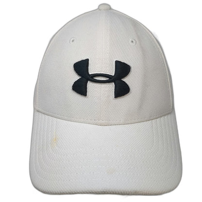 Under Armour Baseball Cap White L Fitted Blitzing Embroidered Logo Classic Fit