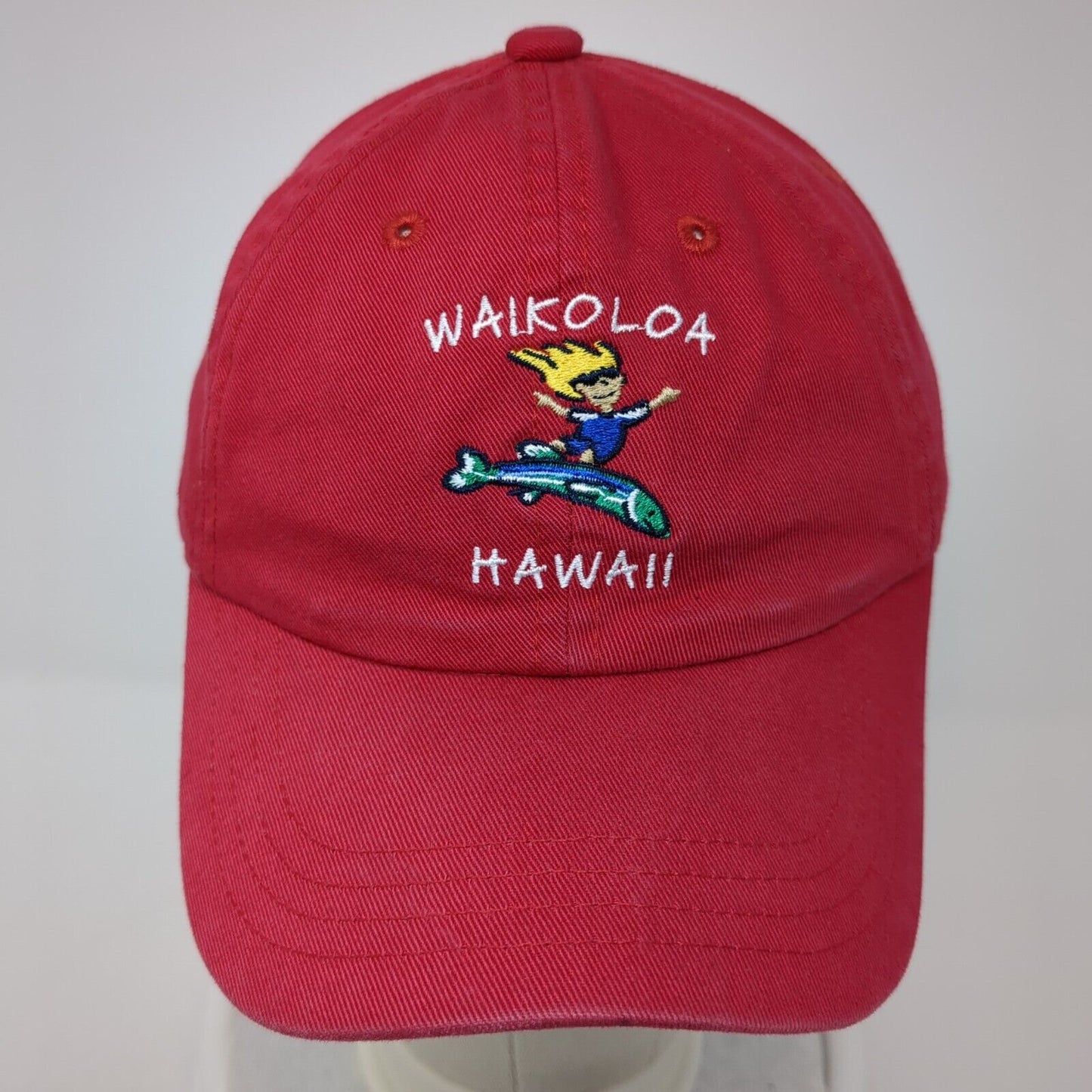 Waikola Hawaii Strapback Hat Red One Size Adjustable Embroidered Ouray Cotton