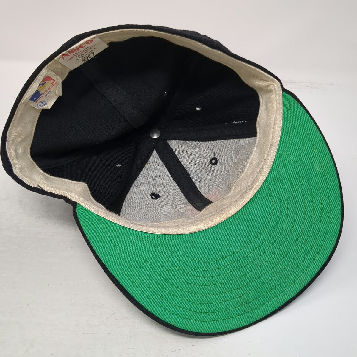 New York Mets MLB Annco Baseball Cap Black 7 100% Wool USA Hat Vintage