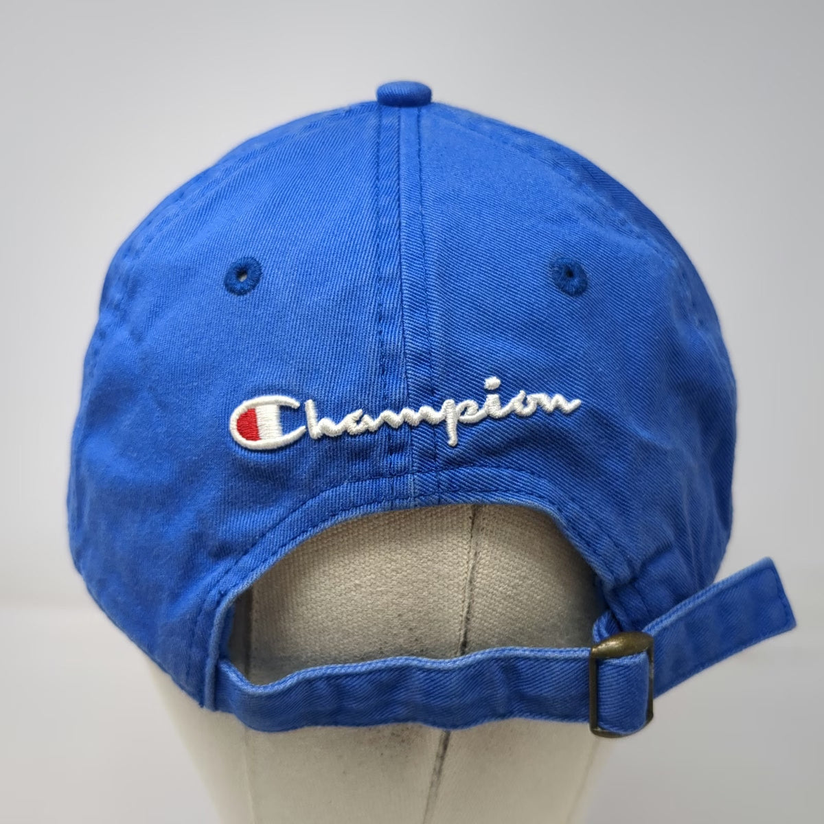 Champion Baseball Cap Blue One Size Embroidered Logo Slideback Cotton Script Hat