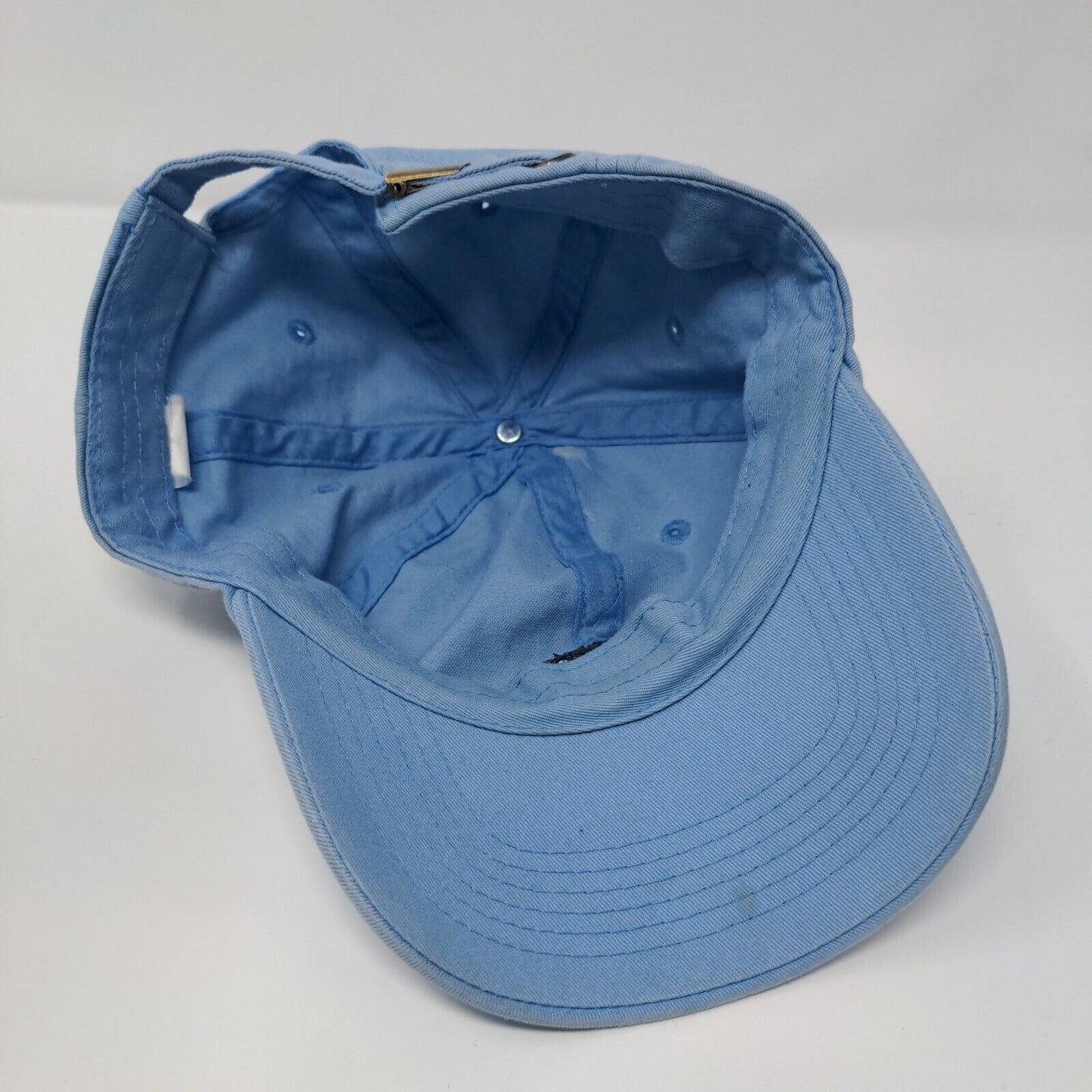 Augies Slideback Hat Blue OSFA Adjustable Embroidered Floral 6 Panel Cotton