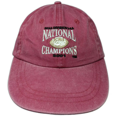 Lead Shot Red Baseball Cap OS NCAA 2001 National Champions Montana Hat Vintage
