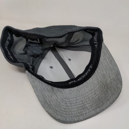 Hurley Fitted Trucker Hat Gray L/XL Embroidered Breathable Mesh Back Yupoong