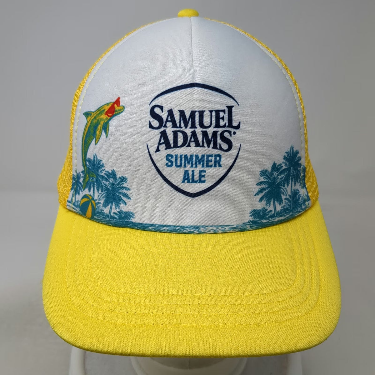 Samuel Adams Summer Ale Trucker Hat Yellow One Size Mesh Snapback Dolphin Beer