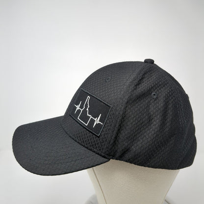 Idaho Heartbeat Snapback Hat Black One Size Adjustable Embroidered 6 Panel