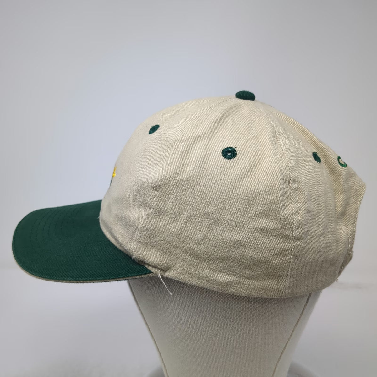 OTTO Trucker Hat Beige Green OSFM WSI Oster Logo Embroidered Cotton Strapback