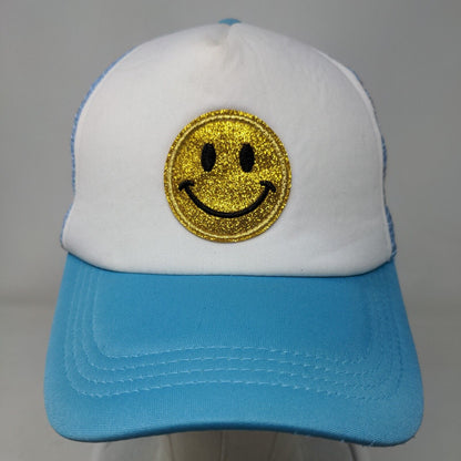 Smiley Emoji Embroidered Snapback Trucker Hat Multicolor One Size Mesh Back