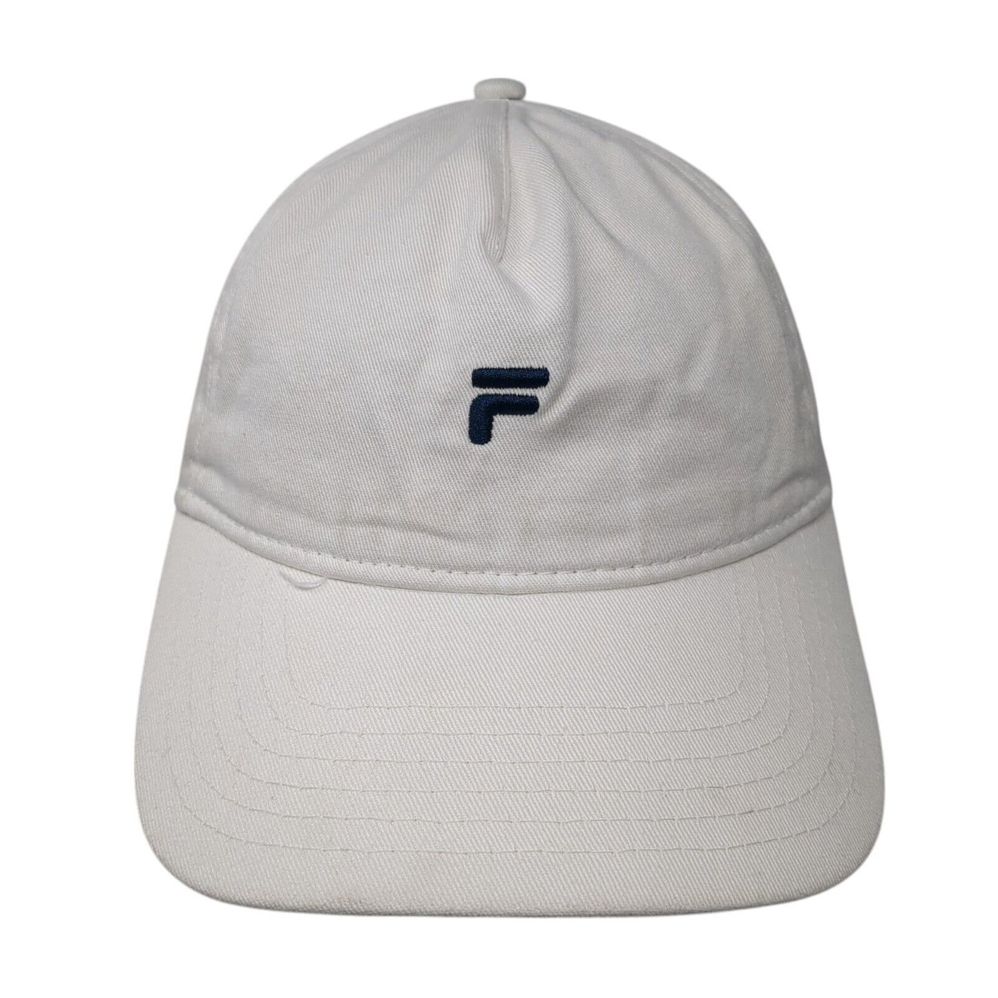 FILA Slideback Hat White One Size Adjustable Embroidered Vented Holes Cotton