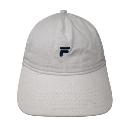 FILA Slideback Hat White One Size Adjustable Embroidered Vented Holes Cotton