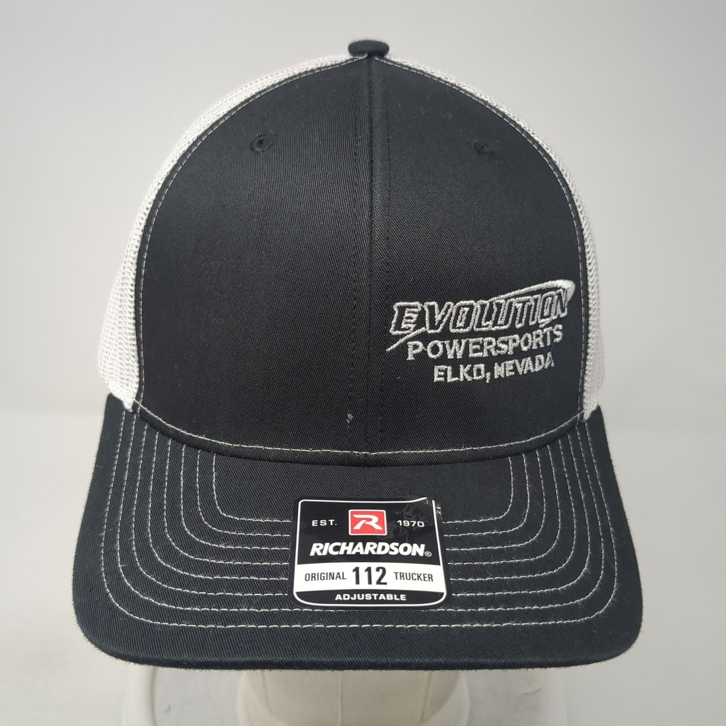 Evolution Powersports Elko Nevada Trucker Hat Black OS Adjustable Richardson