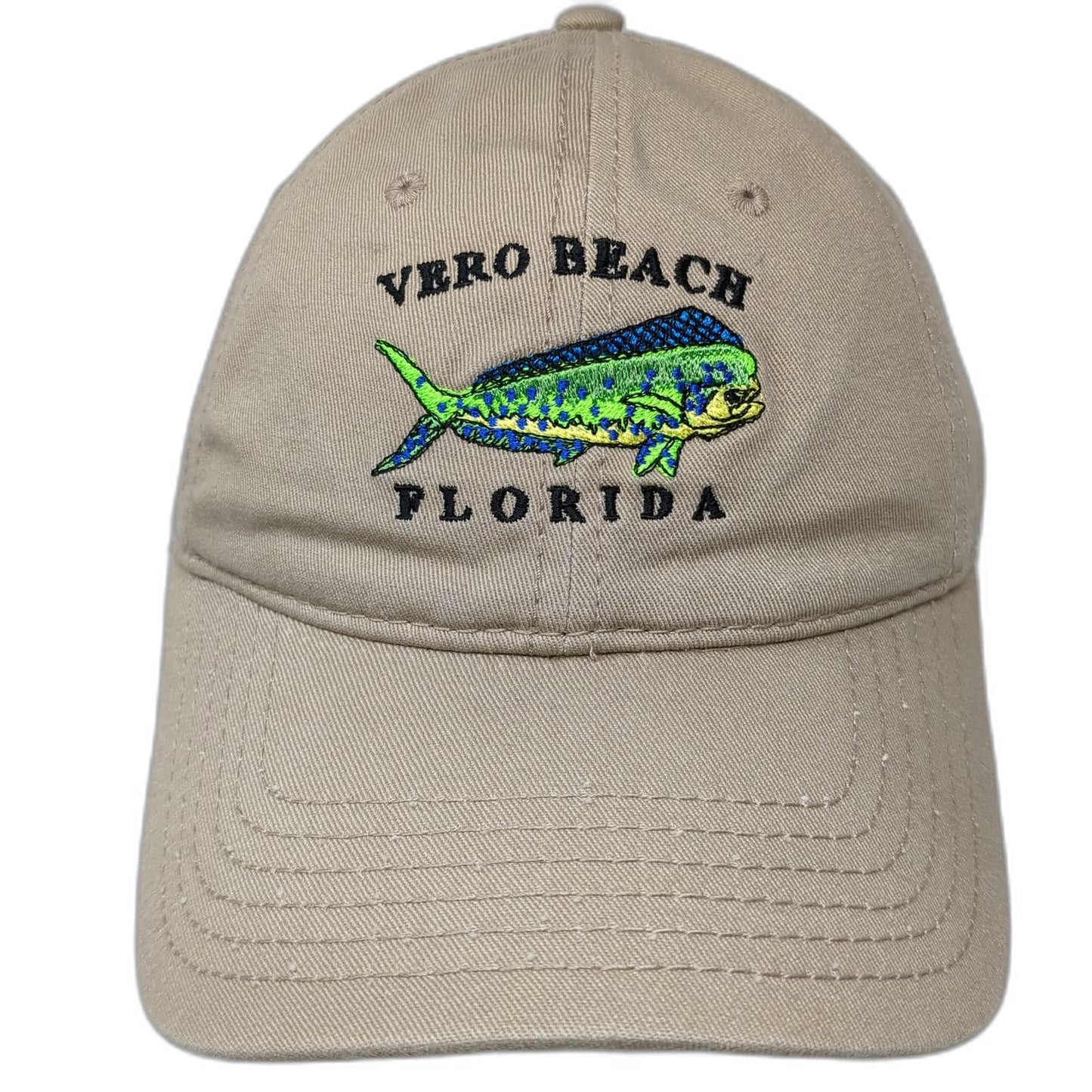 camp david Baseball Cap Beige One Size Vero Beach Florida Mahi Fish Cotton hat