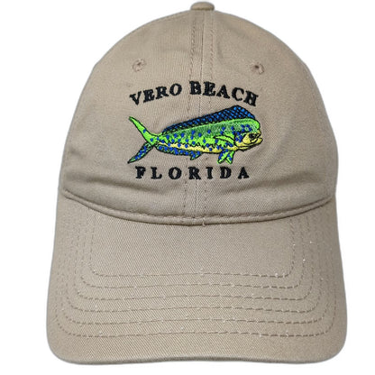 camp david Baseball Cap Beige One Size Vero Beach Florida Mahi Fish Cotton hat