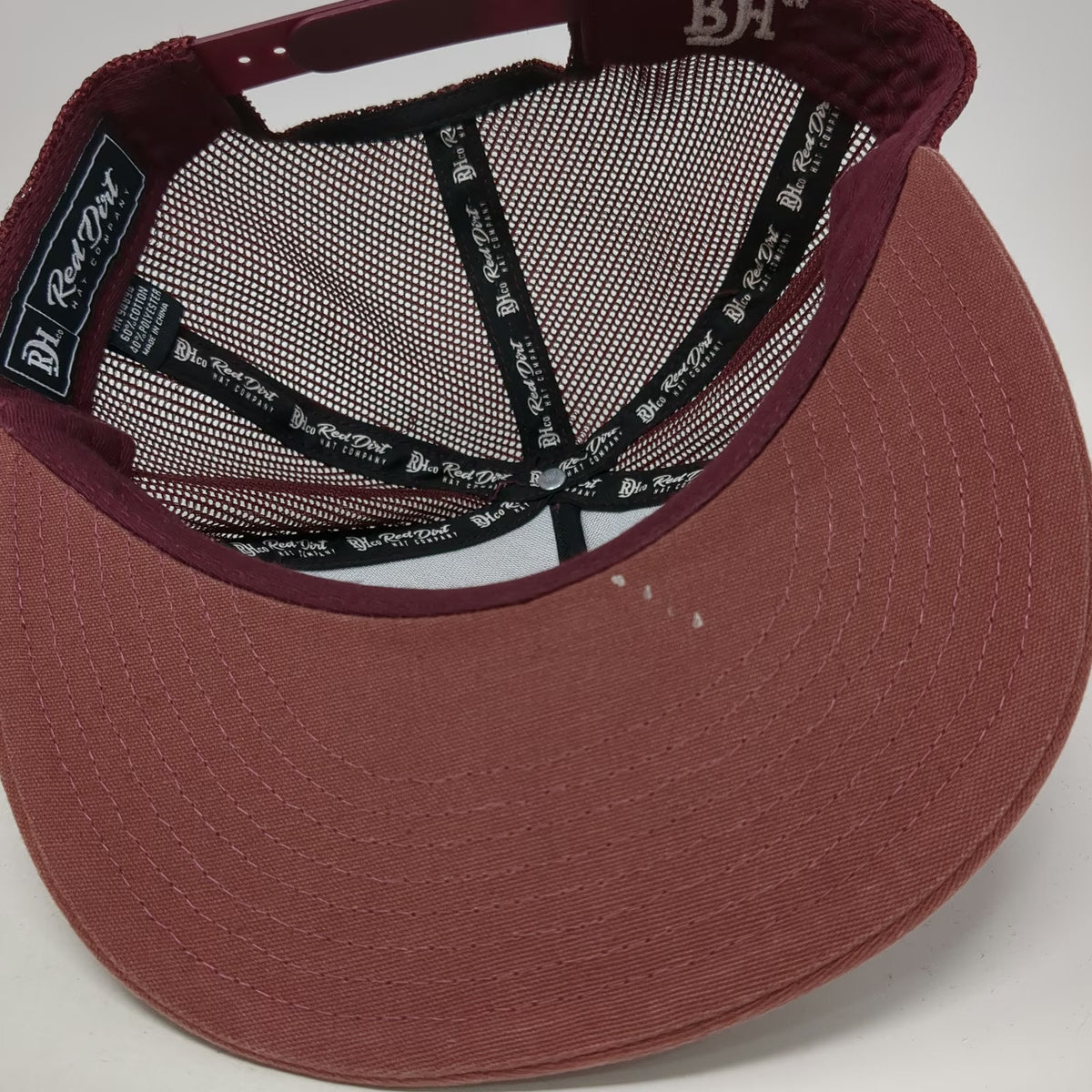Red Dirt Hat Company Trucker One Size Snapback Flat Brim Mesh Rope Logo Cotton