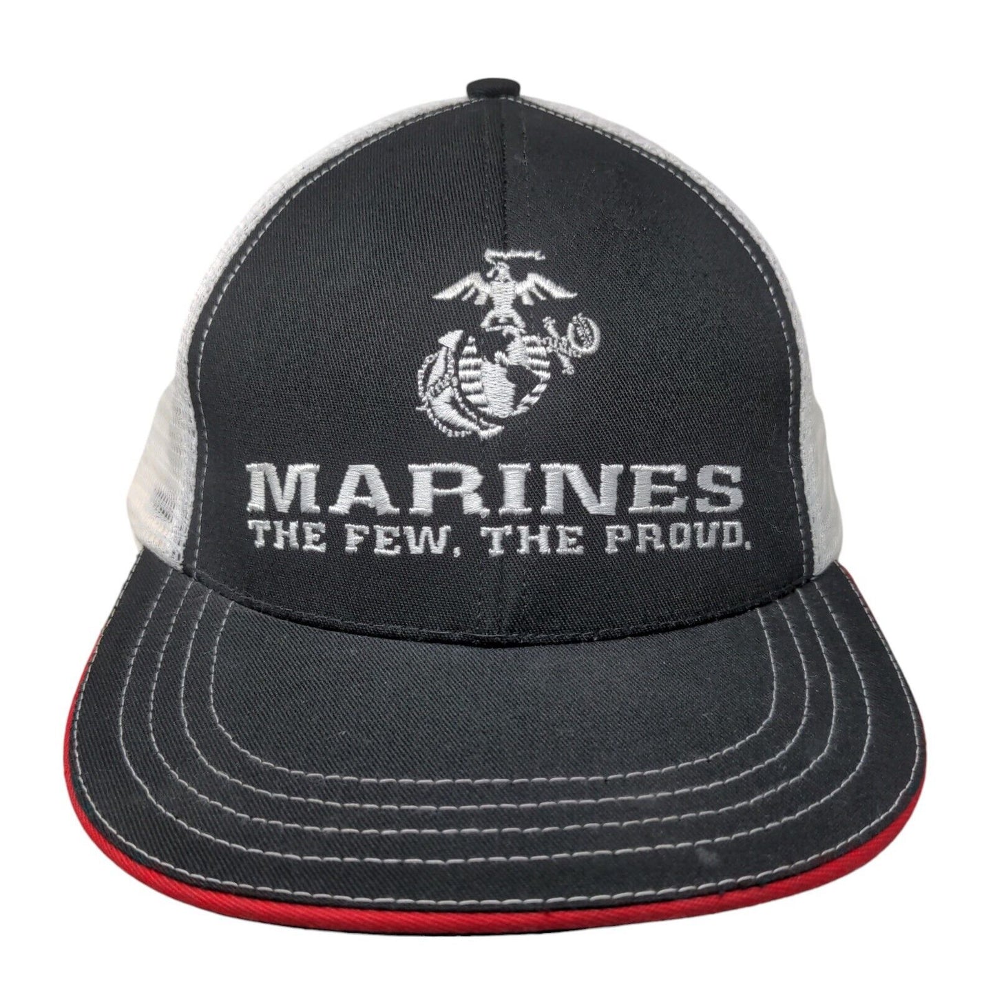 Marines The Few The Proud Snapback Trucker Hat Black OS Mesh Back Unionwear