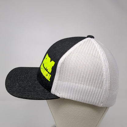 RM Mechanical Fitted Mesh Back Trucker Hat Black S-M Flexfit Colorblock