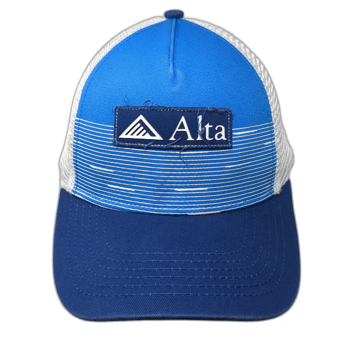 Alta 5 Panel Blue White One Size Hat Mesh Back Stripe Mountain Ski Strapback