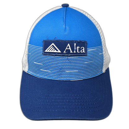 Alta 5 Panel Blue White One Size Hat Mesh Back Stripe Mountain Ski Strapback