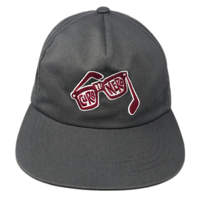 Yupoong 5 Panel Gray Snapback One Size Hat Lure Nerd Fishing Glasses Embroidery