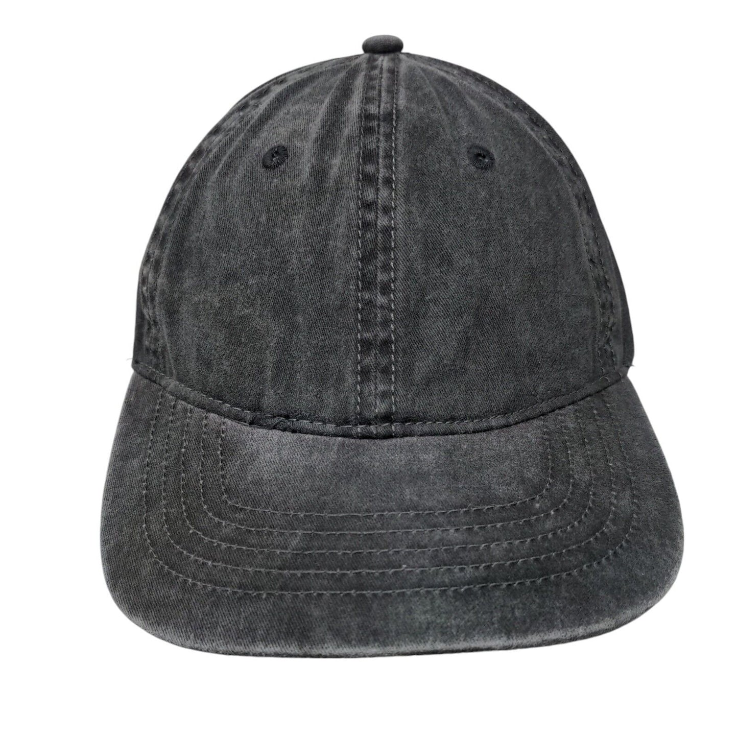 Unbranded Slideback Hat Black Gray OSFM Adjustable Vented Holes 6 Panel Blank