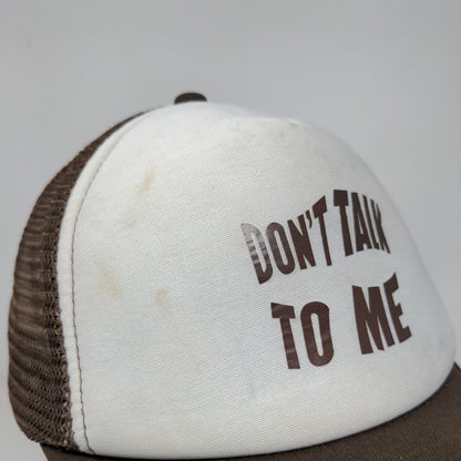 Don't Talk To Me Snapback Trucker Hat Brown One Size Adjustable Mesh Back