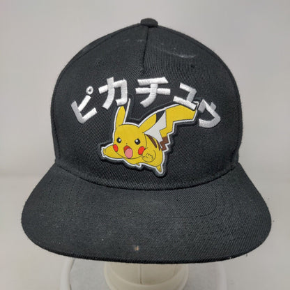 Pokemon Pikachu Snapback Hat Black OSFM Embroidered Adjustable Japanese