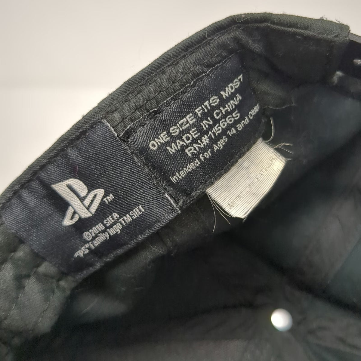 PlayStation Snapback Hat Black One Size Shiny Flat Brim Blue Underbrim Symbols