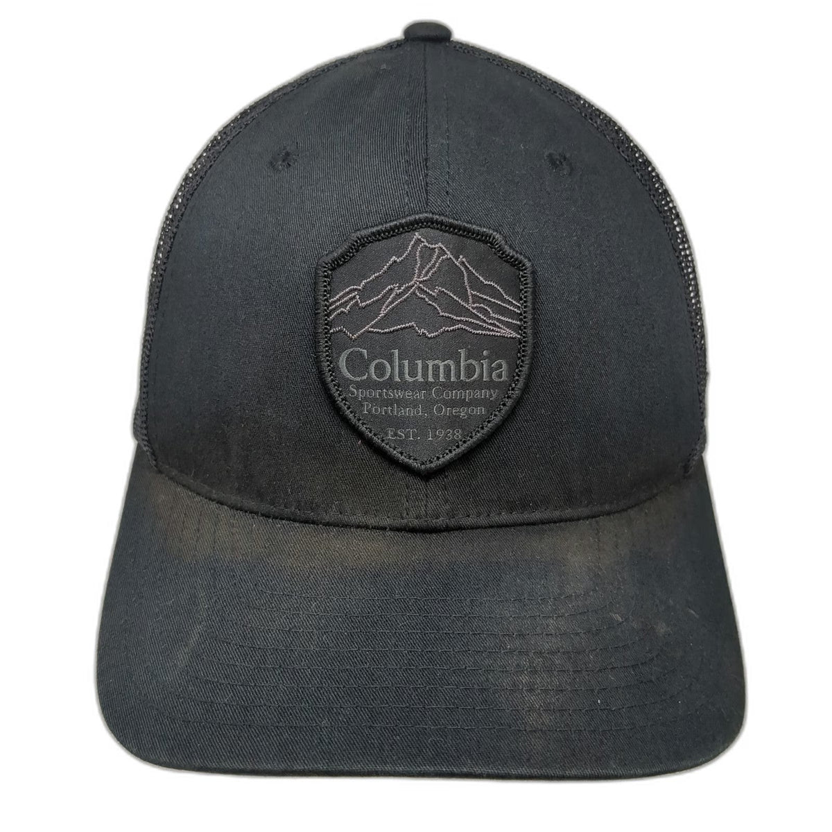 Columbia Trucker Hat Black One Size Mesh Back Patch Snapback Portland Oregon
