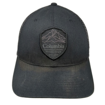 Columbia Trucker Hat Black One Size Mesh Back Patch Snapback Portland Oregon