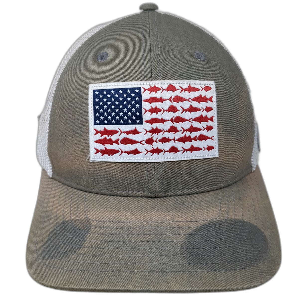 Columbia Baseball Cap Gray Hat XL Fleetwood Homes Fish Flag Mesh Fishing PFG