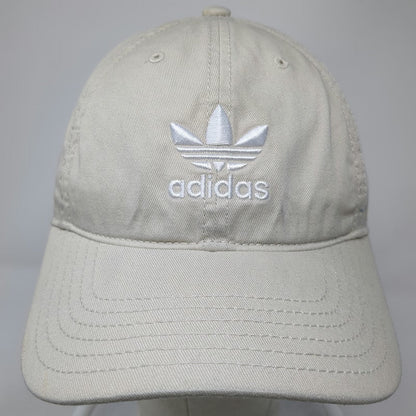 Adidas Baseball Cap Beige One Size Trefoil Logo Slideback Pinstripe Lining Hat