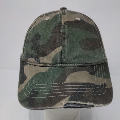 Unbranded Strapback Hat Camouflage OSFA Adjustable Distressed 6 Panel Blank