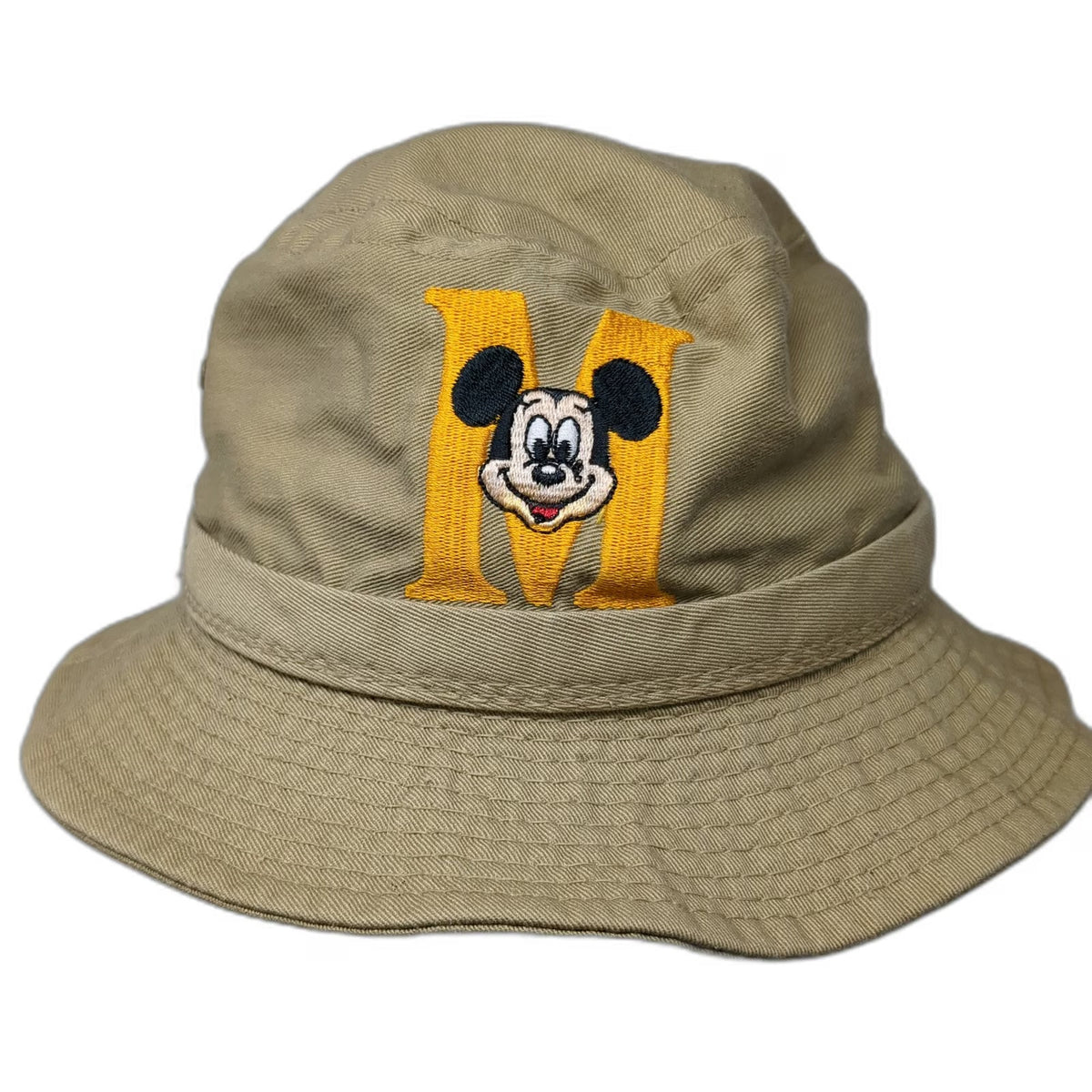 Goofy's Co Bucket Hat Beige Mickey Mouse Disney M Embroidered Cotton Vintage