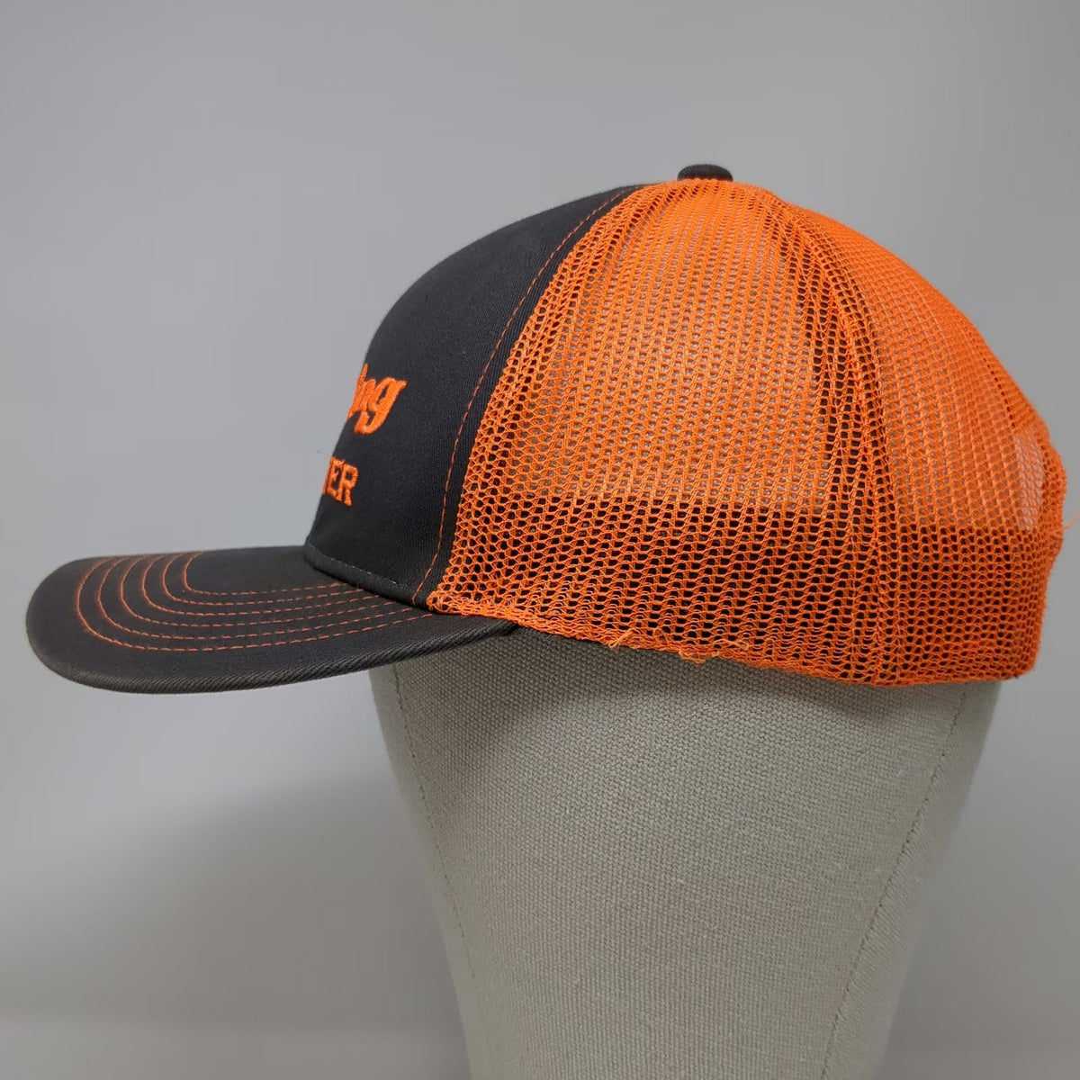 Outdoor Cap Trucker Hat Gray Orange OSFM Mesh Snapback Ontario Building Center