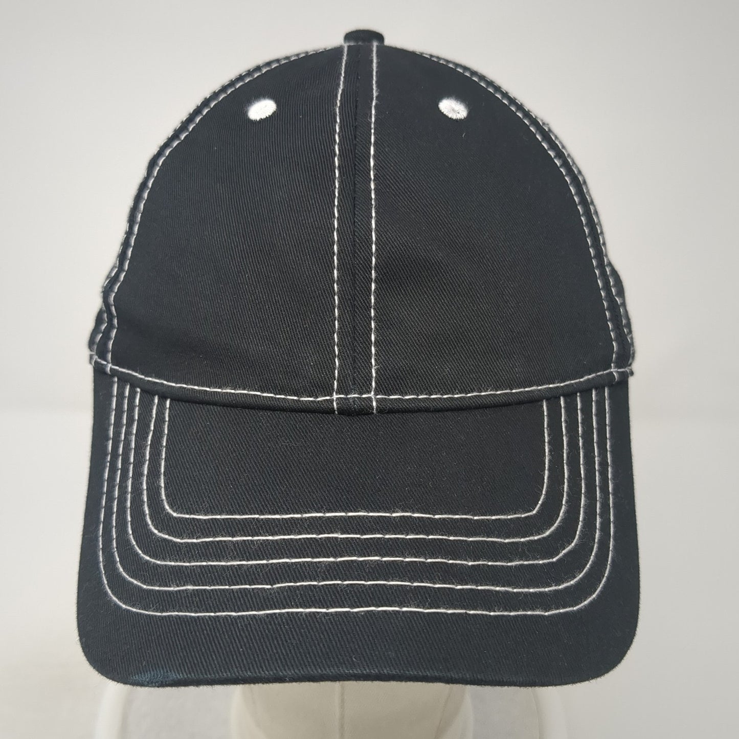 Unbranded Strapback Hat Black One Size Adjustable Solid Cotton Blank