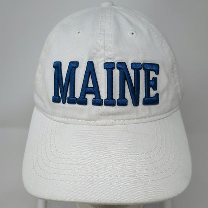 ESY Baseball Cap White Blue One Size Maine Embroidered Strapback Cotton Hat