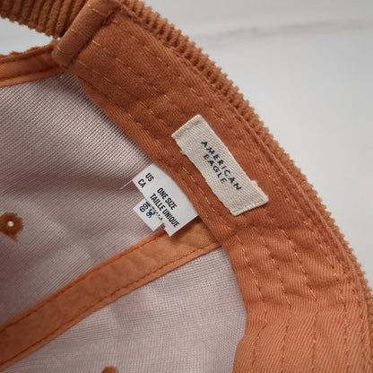 American Eagle 5 Panel Orange One Size Corduroy Paradise Sun Hat Slideback Strap