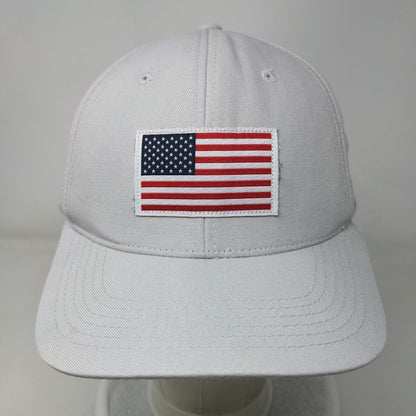 American Flag Patch Strapback Hat Gray One Size Adjustable 6 Panel