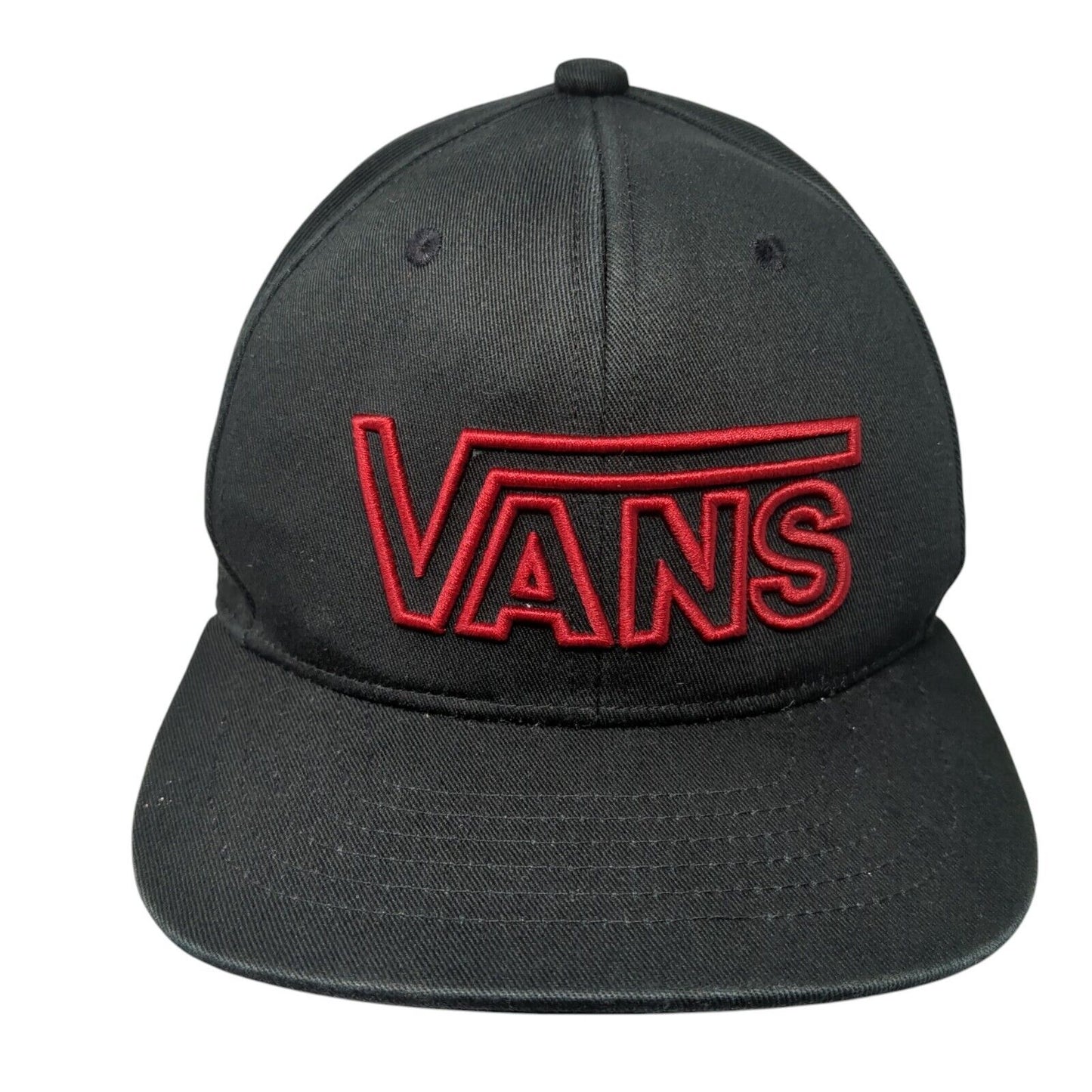 Vans Snapback Hat Black One Size Adjustable Solid Embroidered 6 Panel
