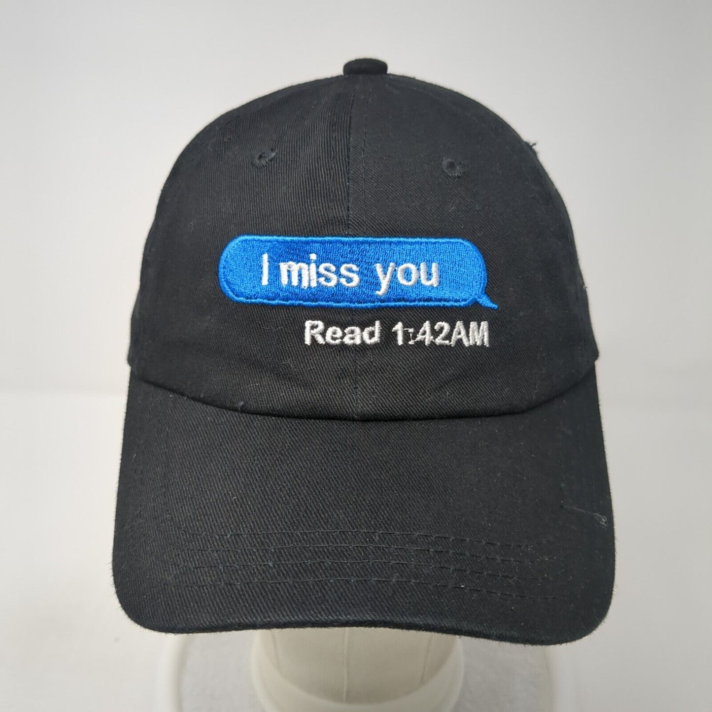 I Miss You Slideback Hat Black One Size Adjustable Embroidered Carbon