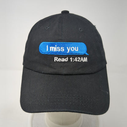 I Miss You Slideback Hat Black One Size Adjustable Embroidered Carbon